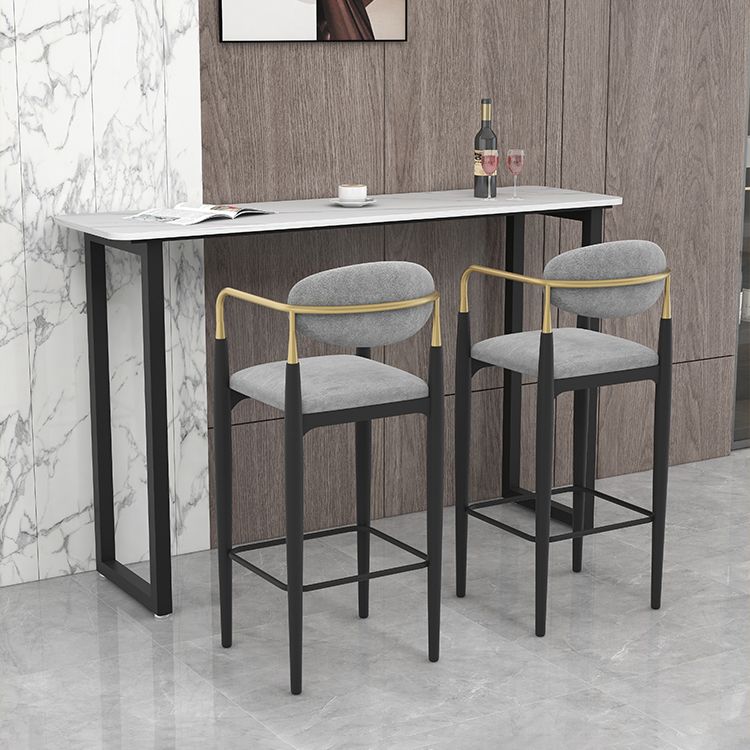 Modern Style Bar Table 42-inch Height Stone Top and Metal Pedestal Bistro Table Clearhalo 'Bar Furniture' 'Bar Tables' 'bar_tables' 'furn' 'furn_bar_tables' 'Furniture' 'furniture_bar_tables' 'Kitchen & Dining Furniture' 1200x1200_23fcd4ea-092d-4e40-9bb1-2c612f795664