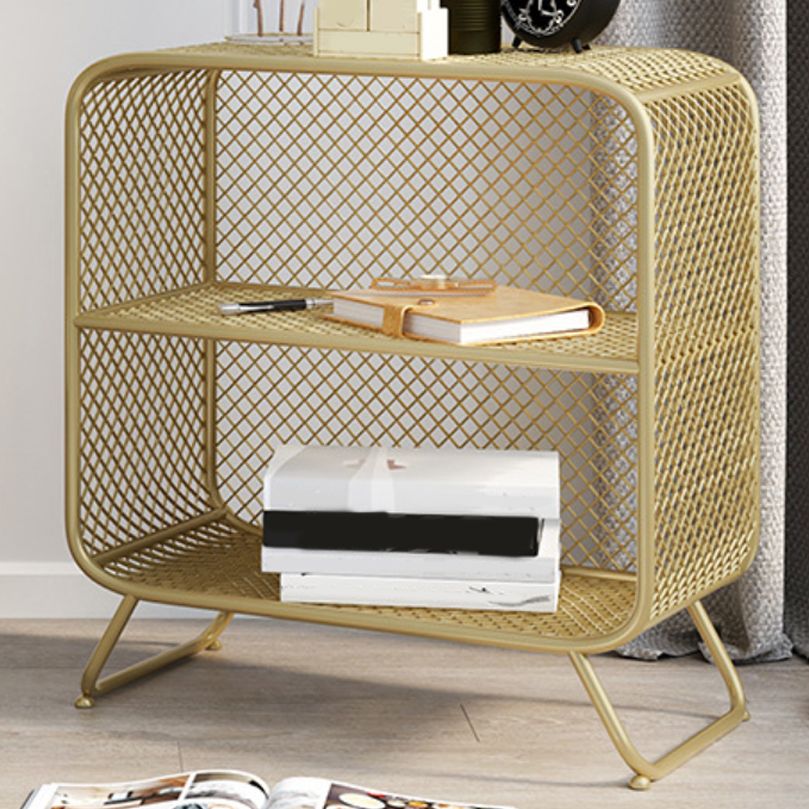 Closed Back Bookshelf Standard Metal Glam Bookcase with Shelves