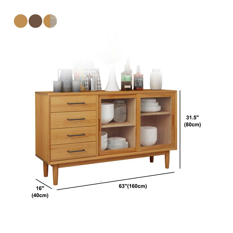 Contemporary Sliding Doors Sideboard Solid Wood Sideboard with 4 Drawer Clearhalo 'buffet_sideboard' 'Buffets & Sideboards' 'furn' 'furn_buffet_sideboard' 'Furniture' 'Kitchen & Dining Furniture' 1200x1200_23fd858e-4625-417b-ae69-25256aa120a7