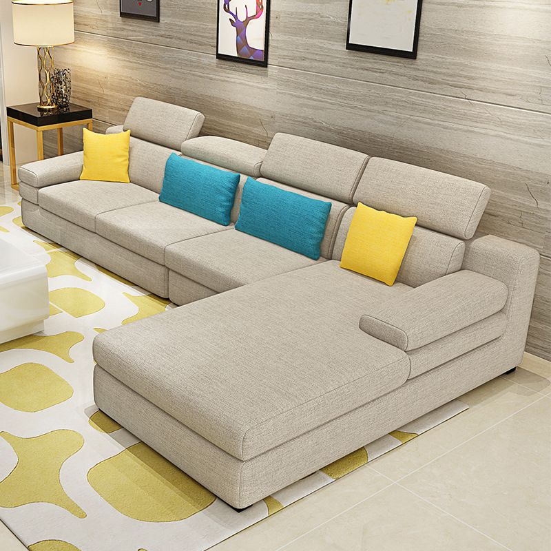 Contemporary Sofa L-Shape Sectional with Square Arm for Living Room Clearhalo 'Furniture' 'furniture_sectionals' 'Living Room Furniture' 'Sectionals' 1200x1200_23fe8cf8-f4df-4552-b7cb-f5e35320c04c