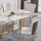 Rectangle Luxury Dining Table Sintered Stone Top Metal Base Home Kitchen Desk