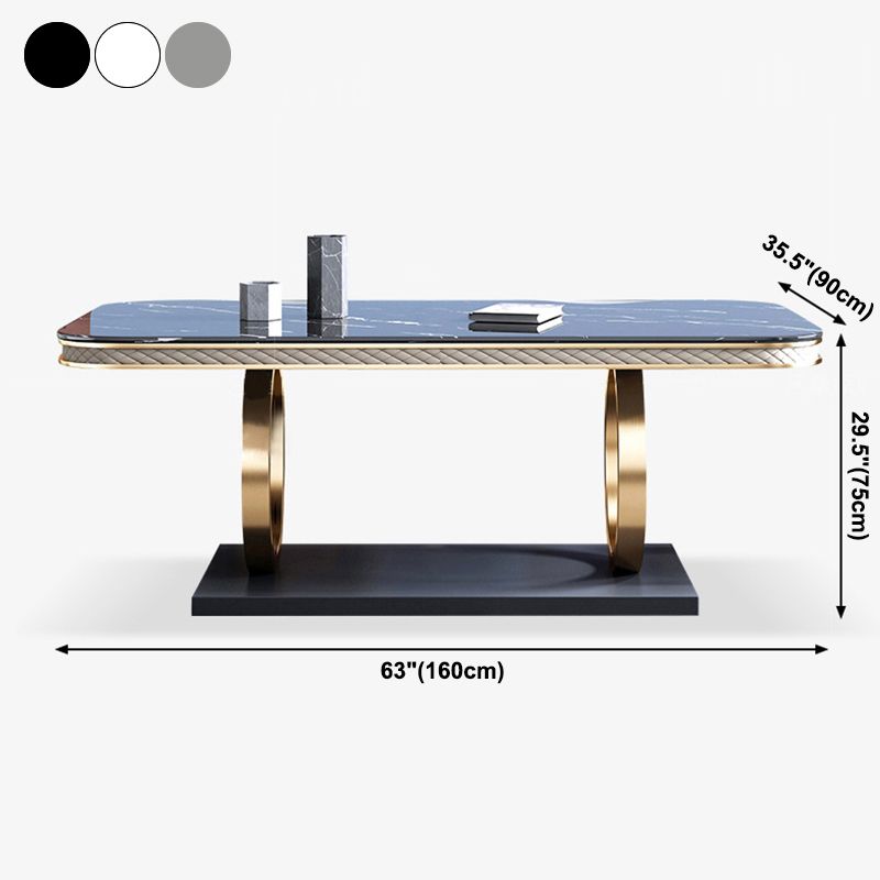 Traditional Luxury Sintered Stone Top Dining Table Rectangle Table with Metal Pedestal Clearhalo ' dining_table' 'Dining Tables & Seating' 'Dining Tables' 'furn' 'furn_dining_table' 'Furniture' 'furniture_dining_table' 'Kitchen & Dining Furniture' 'kitchen&dining_furn' 'kitchen' 'kitchen_dining_table' 1200x1200_240056ab-b4da-4dab-914f-390dddc7a552