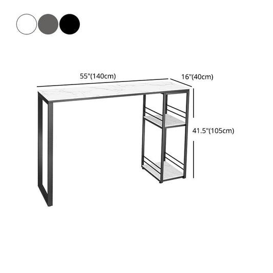 Industrial Iron Bar Dining Table Stone Top Rectangle Indoor Bistro Table with Shelf Clearhalo 'Bar Furniture' 'Bar Tables' 'bar_tables' 'furn' 'furn_bar_tables' 'Furniture' 'furniture_bar_tables' 'Kitchen & Dining Furniture' 1200x1200_2400eeae-9a77-45a4-bf49-bb63c89fb411