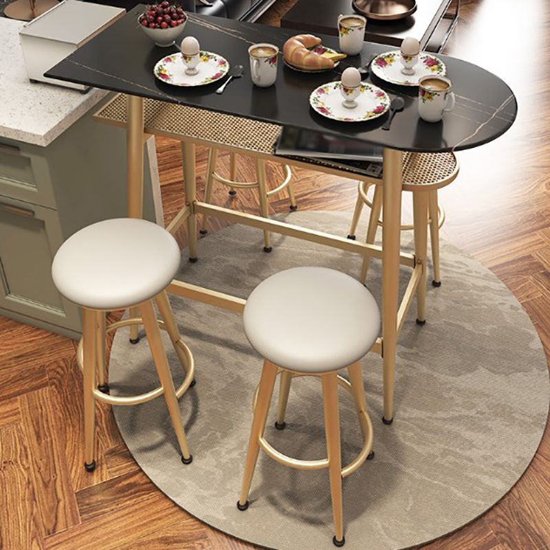 Dining Room Stone Top Counter Table Metal 4 Legs Glam Style Bar Table, Only Table Clearhalo 'Bar Furniture' 'Bar Tables' 'bar_tables' 'furn' 'furn_bar_tables' 'Furniture' 'furniture_bar_tables' 'Kitchen & Dining Furniture' 1200x1200_2402c6ef-b1bb-488c-abe0-1a498ce295c3