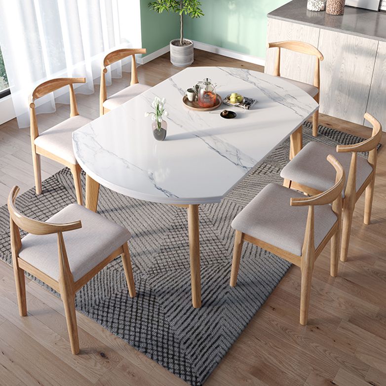 Modern Round Dining Table White Sintered Stone Dining Table with Wooden Base Clearhalo ' dining_table' 'Dining Tables & Seating' 'Dining Tables' 'furn' 'furn_dining_table' 'Furniture' 'furniture_dining_table' 'Kitchen & Dining Furniture' 'kitchen&dining_furn' 'kitchen' 'kitchen_dining_table' 1200x1200_2402d3d9-da9d-4a05-b143-fe01dad52657