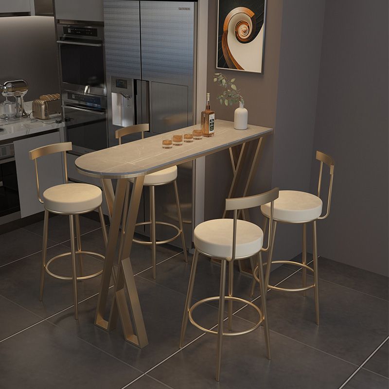 White Glam Style Table Iron and Faux Marble Milk Tea Shop Bar Table Clearhalo 'Bar Furniture' 'Bar Tables' 'bar_tables' 'furn' 'furn_bar_tables' 'Furniture' 'furniture_bar_tables' 'Kitchen & Dining Furniture' 1200x1200_2403a955-e92b-44aa-8b09-34c80ae58fcf