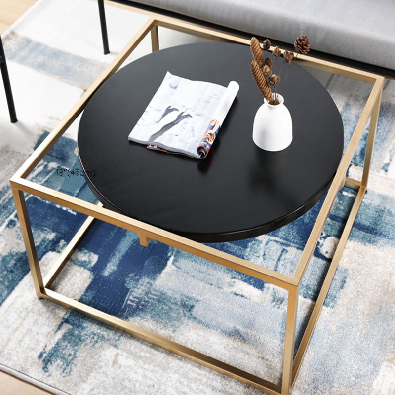 Metal Frame Base Coffee Table Round Wood Cocktail Table in Gold Clearhalo 'Coffee & Accent Tables' 'Coffee Tables' 'coffee_tables' 'furn' 'furn_coffee_tables' 'Furniture' 'Living Room Furniture' 1200x1200_2408b929-6dc8-4890-9ff4-deedf6784757