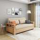 Sofá de cama de cama de brazo cuadrado de lino sofá de cama convertible contemporánea para sala de estar