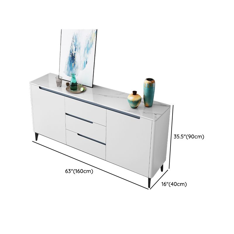 Modern Antique Finish Credenza 3 Drawer Sintered Stone Sideboard Cabinet Clearhalo 'buffet_sideboard' 'Buffets & Sideboards' 'furn' 'furn_buffet_sideboard' 'Furniture' 'Kitchen & Dining Furniture' 1200x1200_240d7cdf-4c23-4ee9-9962-f2a3edd17f1c