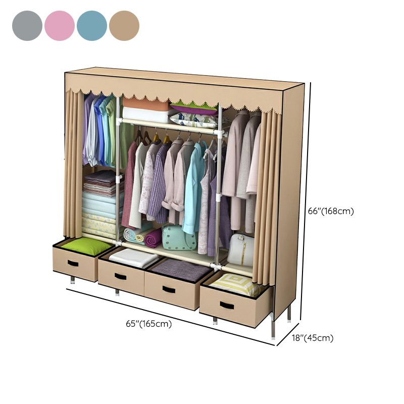 Hinged Wardrobe Closet Contemporary Wardrobe Armoire with Drawer Clearhalo 'Armoires & Wardrobes' 'armoires_wardrobes' 'Bedroom Furniture' 'furn' 'furn_armoires_wardrobes' 'Furniture' 1200x1200_240da6f2-fb3c-48f5-adb7-990c2bc7a623