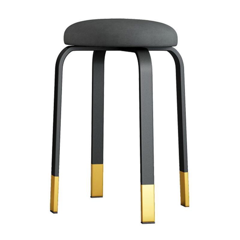 Footstool Ottoman Upholstered Metal Frame Fabric Modern Solid Round Ottoman Clearhalo 'furn' 'furn_ottomans_poufs' 'Furniture' 'Living Room Furniture' 'Ottomans & Poufs' 'ottomans_poufs' 1200x1200_240e0d25-ed89-46c1-8f48-01ffa71f3f83