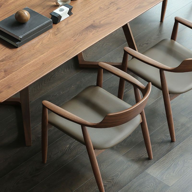 Nordic Style Arm Chair Wood Open Back Dining Side Chair with Upholstered Clearhalo 'Dining Chairs' 'Dining Tables & Seating' 'dining_chair' 'furn' 'furn_dining_chair' 'Furniture' 'furniture_dining_chair' 'Kitchen & Dining Furniture' 1200x1200_240e3379-2dfb-478b-9200-02a7a69900a5