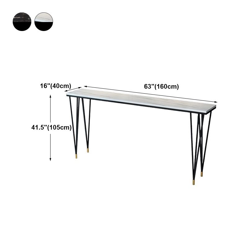 Modern Marble Bar Table with Rectangle Table Top Black Legs Table - 42" H Clearhalo 'Bar Furniture' 'Bar Tables' 'bar_tables' 'furn' 'furn_bar_tables' 'Furniture' 'furniture_bar_tables' 'Kitchen & Dining Furniture' 1200x1200_240e3863-a26f-4355-9818-c45b573eeebc