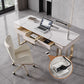 29,25 inch H Classic Glam Office Desk Curved Stone Computer Desk