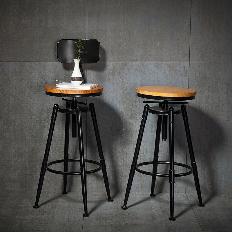 Solid Wood Counter Stool Industrial Adjustable Height Stool for Living Room Clearhalo 'Bar Furniture' 'Bar Stools' 'bar_stools' 'furn' 'furn_bar_stools' 'Furniture' 'Kitchen & Dining Furniture' 1200x1200_240efe8d-9fff-44cd-8c36-5fc3cb67c1d3