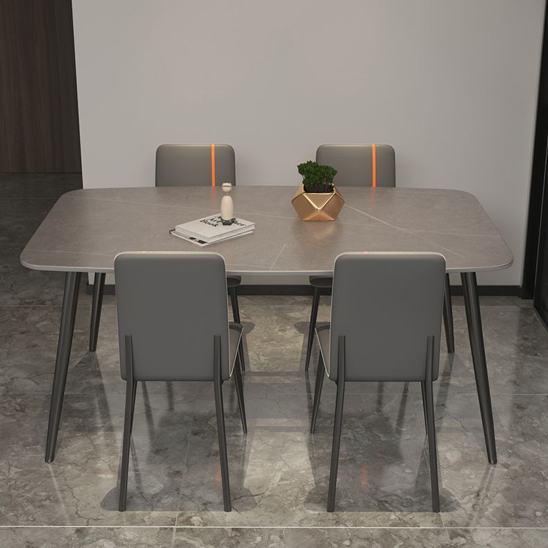 Sintered Stone Indoor Table in Grey Industrial Kitchen Table with 4 Legs Clearhalo 'Dining Tables & Seating' 'Dining Tables' 'dining_table' 'furn' 'furn_dining_table' 'Furniture' 'furniture_dining_table' 'Kitchen & Dining Furniture' 'kitchen' 'kitchen_dining_table' 1200x1200_240f37ad-c502-4295-970d-0c92cacb8fa1