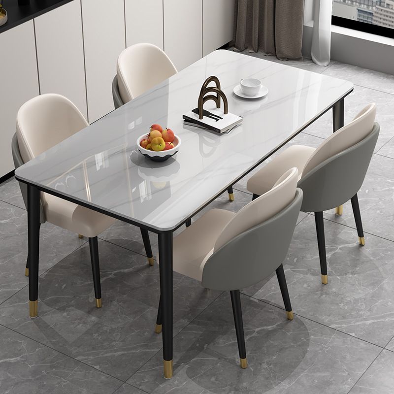 Minimalist 1/2/5/7 Pieces Furniture Stone Rectangle Dining Table Set for Home Clearhalo 'Dining Room Sets' 'Dining Tables & Seating' 'dining_room_set' 'furn' 'furn_dining_room_set' 'Furniture' 'Kitchen & Dining Furniture' 1200x1200_240f39a9-587f-4892-b32a-eb64f90ddd63