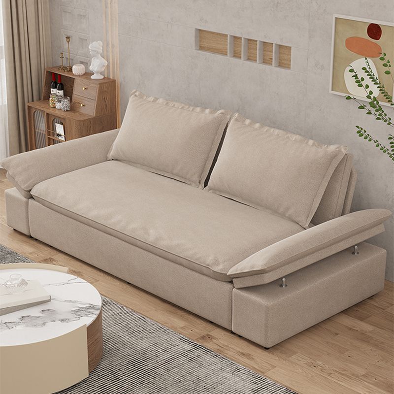 Sofá para dormir de cuero de color beige 32.28 "Cama de sofá ancho con colchón desmontable