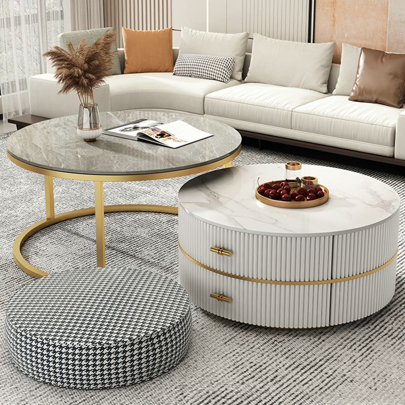 Slate Top Coffee Table Set Frame Cocktail Table with 2 Drawers Clearhalo 'Coffee & Accent Tables' 'Coffee Tables' 'coffee_tables' 'furn' 'furn_coffee_tables' 'Furniture' 'Living Room Furniture' 1200x1200_2411238e-f449-4425-8c49-68cddcc24d39