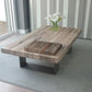 Scandinavian Solid Wood Coffee Table with Distressed Top and Sled Base