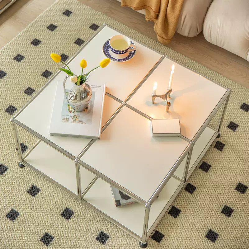 Mesa de centro de metal para cóctel, estilo mediados de siglo, de 15,75" de altura