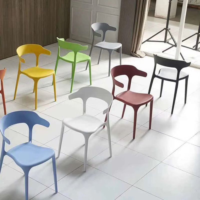 Modern Indoor-Outdoor Chair Open Back Plastic Dining Side Chair
