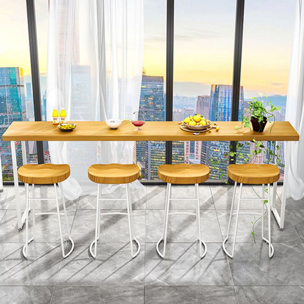 Rectangle Bar Dining Table Modern Bar Table with Sled Base in White Clearhalo 'Bar Furniture' 'Bar Tables' 'bar_tables' 'furn' 'furn_bar_tables' 'Furniture' 'furniture_bar_tables' 'Kitchen & Dining Furniture' 1200x1200_2416dd32-0734-44f1-b493-5868ff120f44