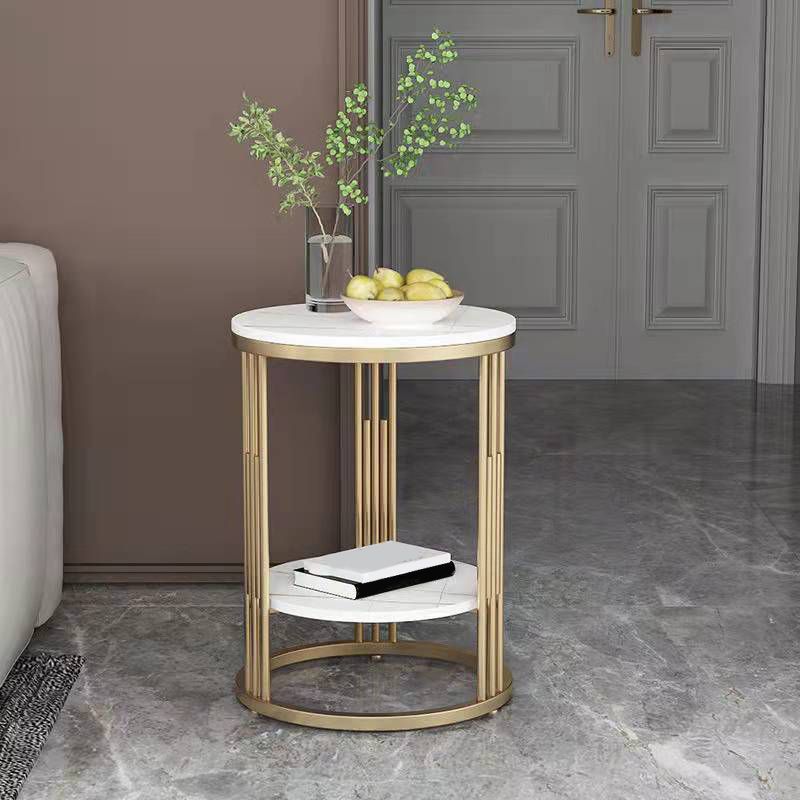 19.69" W x 19.69"D x 21.65" H End Table Round Stone Side Table with Storage Clearhalo 'Coffee & Accent Tables' 'End & Side Tables' 'end_side_tables' 'furn' 'furn_end_side_tables' 'Furniture' 'Living Room Furniture' 1200x1200_2418ce28-a476-45eb-9074-6330fa394c9a