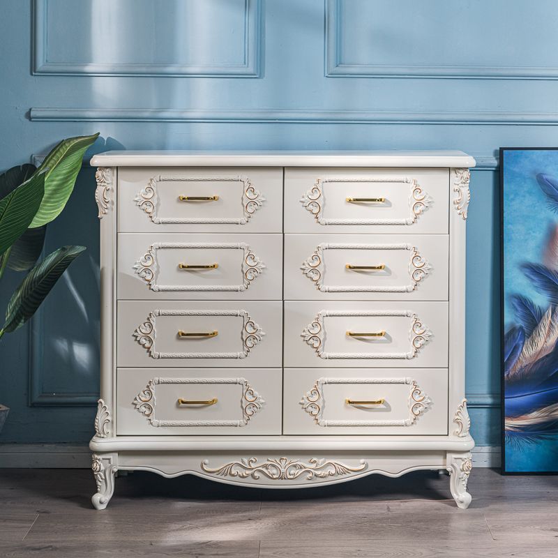 Mid-century Modern Solid Wood Chest in White Rectangle Cabinet with Drawers Clearhalo 'Cabinets & Chests' 'cabinets_chests' 'furn' 'furn_cabinets_chests' 'Furniture' 'Living Room Furniture' 1200x1200_241b9218-4f7a-46f0-8e95-9c16c4aebb72