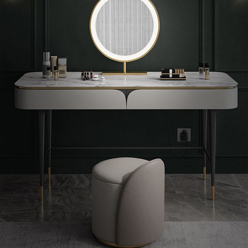 39.37 "Estado de tocador ancho con taburete Tope de tocador de maquillaje en blanco