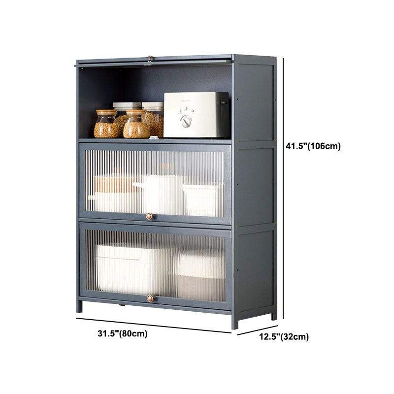 Puertas de vidrio gris Servidor de comedor Servidor de bambú contemporáneo para cocina