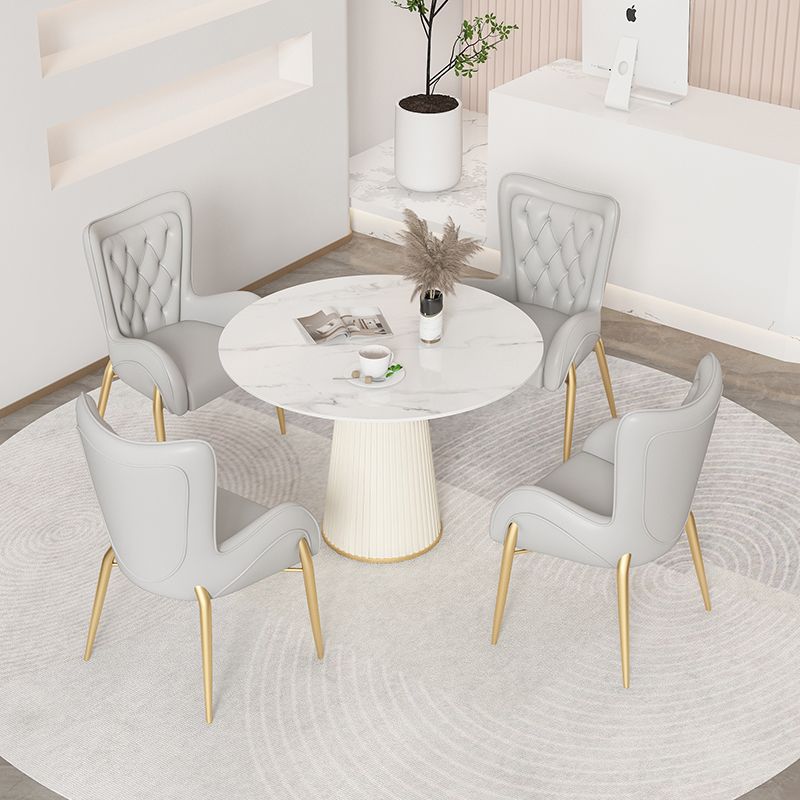 Nordic 1/4/5 Pieces Dining Set Round Stone Dining Table for Dining Room Clearhalo 'Dining Room Sets' 'Dining Tables & Seating' 'dining_room_set' 'furn' 'furn_dining_room_set' 'Furniture' 'Kitchen & Dining Furniture' 1200x1200_2420633b-2939-4c5d-8a63-2a8b0ff13400