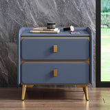 Leather Bed Nightstand Modern Bedside Cabinet with 2 Drawers