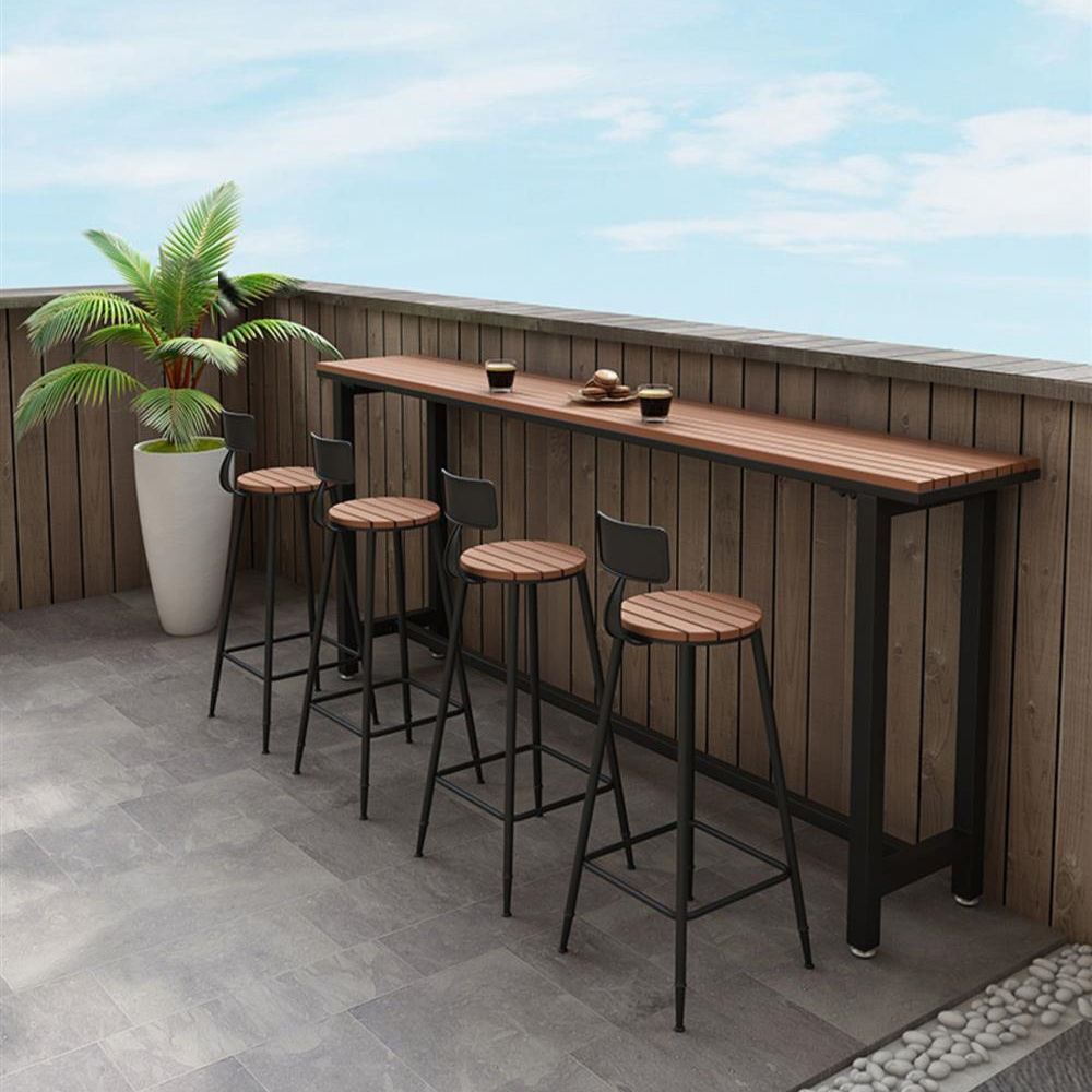Industrial 1/2/5 Pieces Reclaimed Wood Bar Table Set Fixed Counter Set Clearhalo 'Bar Furniture' 'furn' 'furn_home_bar_bar_sets' 'Furniture' 'Home Bars & Bar Sets' 'home_bar_bar_sets' 'Kitchen & Dining Furniture' 1200x1200_242170e0-2a10-4102-8ffd-c0c35a2ca7f1
