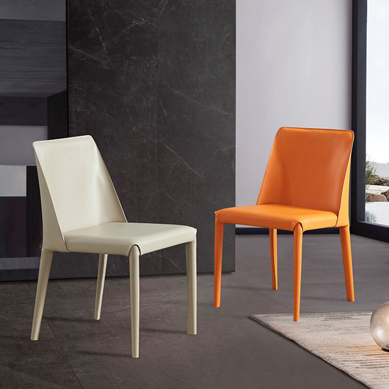 Contemporary Metal Dining Armless Chair Leather Dining Side Chair for Restaurant Use Clearhalo ' kitchen&dining_furn' 'Dining Chairs' 'Dining Tables & Seating' 'dining_chair' 'furn' 'furn_dining_chair' 'Furniture' 'furniture_dining_chair' 'Kitchen & Dining Furniture' 'kitchen' 1200x1200_242174ee-3bed-4abb-902d-46509b434702