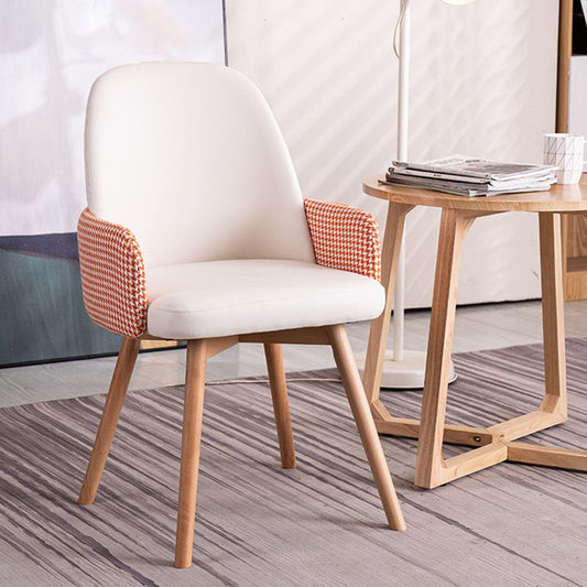 Modern Style Arm Chair Upholstered Dining Chair with Wooden Legs