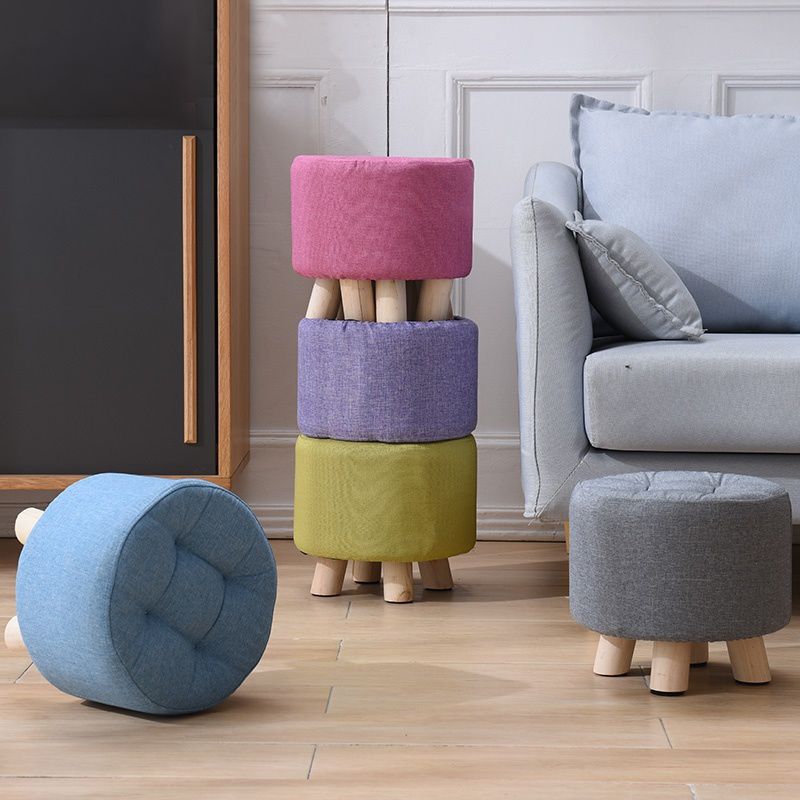 Otomana de algodón gris de algodón gris de forma redonda de forma redonda resistente a la lágrima contemporánea
