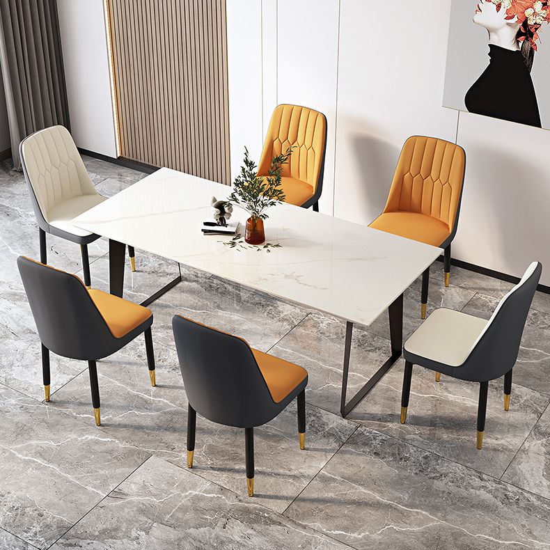 Modern Backrest Armless Cushion Chair with Metal Legs for Dining Room Clearhalo 'Dining Chairs' 'Dining Tables & Seating' 'dining_chair' 'furn' 'furn_dining_chair' 'Furniture' 'Kitchen & Dining Furniture' 1200x1200_2424c7d6-9d84-4126-b005-2b032a69fe29