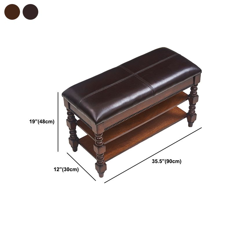 Rectangle 18.9"H Brown Entryway Bench Traditional Upholstered Seating Bench with Storage Clearhalo 'Benches' 'Chairs & Seating' 'furn' 'furn_benches' 'Furniture' 'Living Room Furniture' 1200x1200_2424df46-c6d1-400d-8024-c890f87ce086
