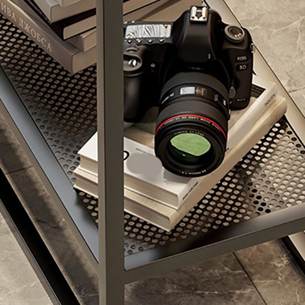 Rectangle Glass Top Side Table 21.65" Tall Metal Frame End Table with Shelf Clearhalo 'Coffee & Accent Tables' 'End & Side Tables' 'end_side_tables' 'furn' 'furn_end_side_tables' 'Furniture' 'Living Room Furniture' 1200x1200_2425b9f3-4b92-46a9-ac8d-f657e1451d4b