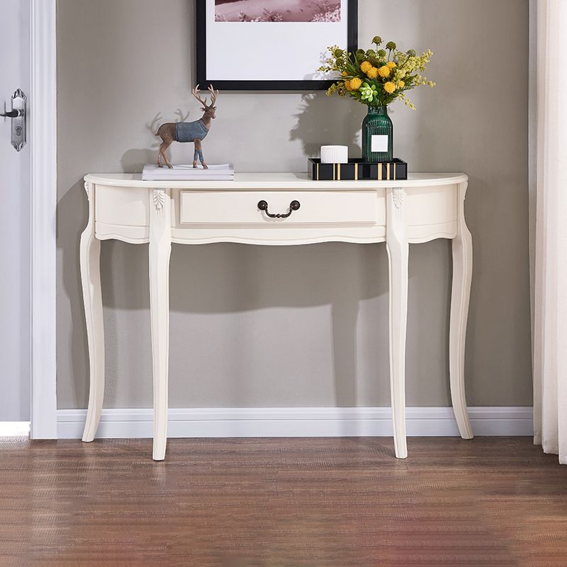 Console mezzaluna moderna di metà secolo in marrone bianco/scuro