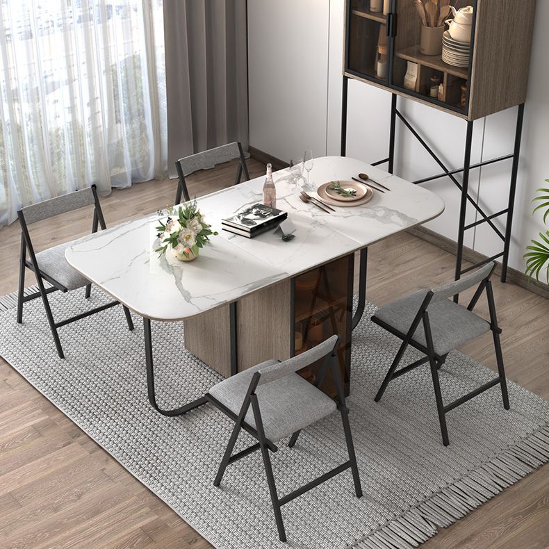 Modern Style Traditional Height Dining Set with Drop Leaf Table and Trestle Base Clearhalo 'Dining Room Sets' 'Dining Tables & Seating' 'dining_room_set' 'Furniture' 'furniture_dining_room_set' 'Kitchen & Dining Furniture' 'kitchen&dining_furn' 'kitchen' 1200x1200_242a4c6b-6566-40e5-a203-ebd702e6cc1a
