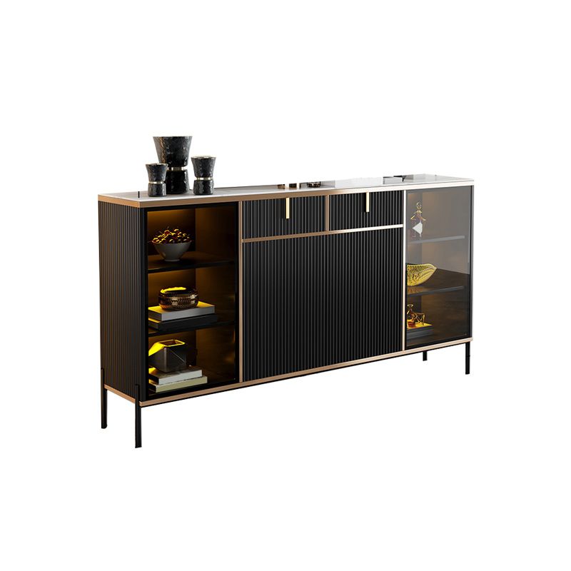 Sideboard Steintüren im Glam -Stil Seitenbrett mit Schränken und Schubladen