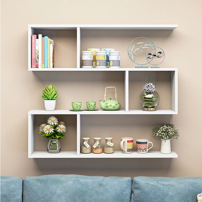 Contemporary Style Geometric Bookshelf, 3-shelf Engineered Wood Bookcase, 29.5" H