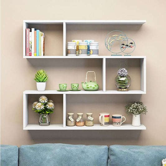 Contemporary Style Geometric Bookshelf, 3-shelf Engineered Wood Bookcase, 29.5" H