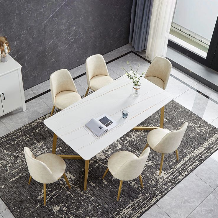 Hochglänzender weißer Esstisch Set 1/4/5/7 Stücke Glam