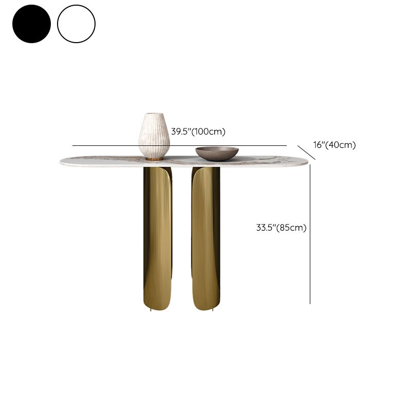 Mesa de acento de consola ovalada glamorosa con soporte de acero inoxidable para Hall