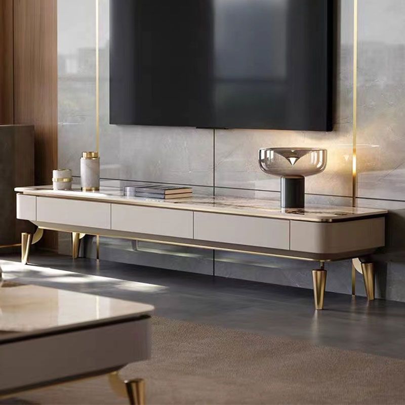 Stone Media Console Glam Cable Management TV Console with Drawers Clearhalo 'furn' 'furn_tv_stands_entertainment_centers' 'Furniture' 'Living Room Furniture' 'TV Stands & Entertainment Centers' 'TV Stands & Media Storage Furniture' 'tv_stands_entertainment_centers' 1200x1200_242eadfd-465e-4e3f-9c5f-b4403bbce66a