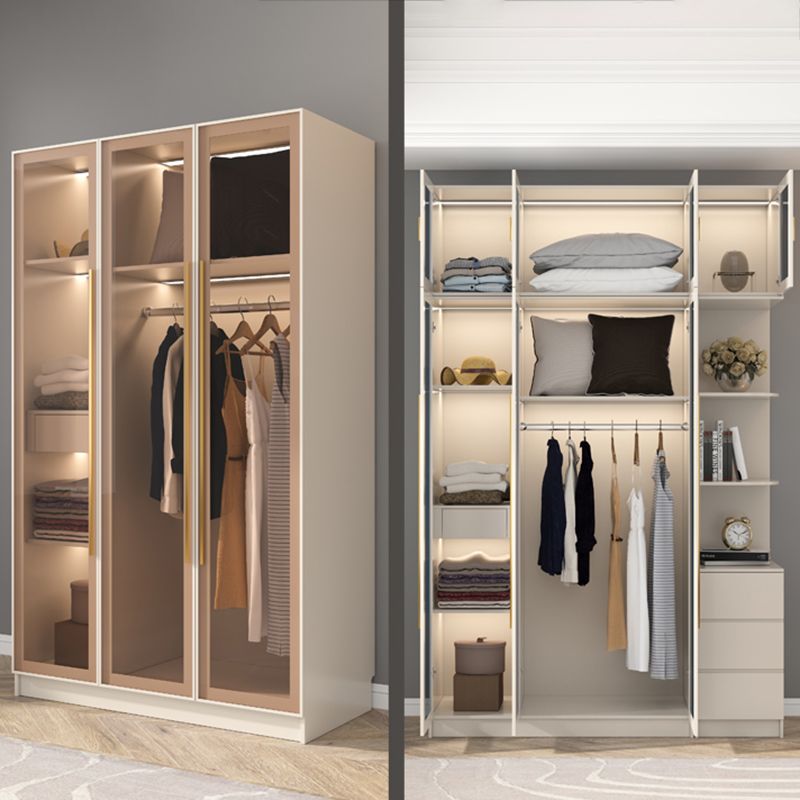 Contemporary Style Wardrobe Glass Wardrobe Closet With Shelves