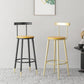 Modern Armless Backrest Counter Stool Iron Bar Stool with Wooden Seat and Pedal